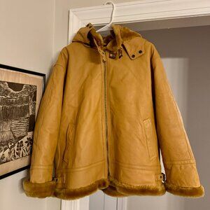 Vintage Tanners Avenue Leather Coat with Fur Lining